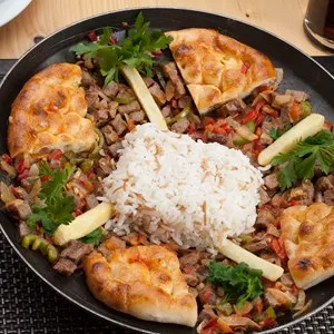 Turkish food ottoman food sac tava kabap