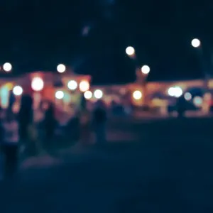 beach club at night with blurred lights