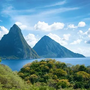 Panorama of Pitons at Saint Lucia