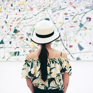 Woman in an art museum in São Paulo, Brazil