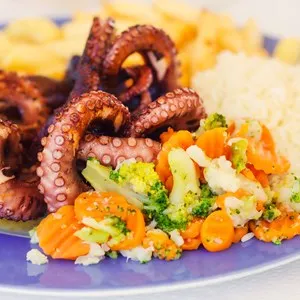octopus with rice and vegetables