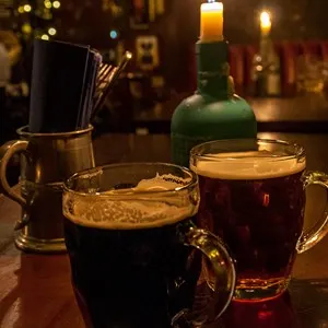 Pair of beer mugs in an Edinburgh pub