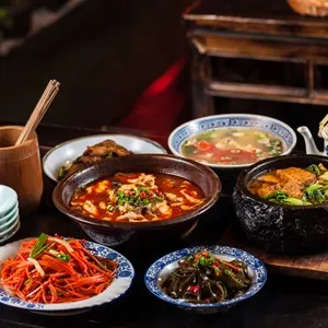 A table of Chinese food,Sichuan cuisine