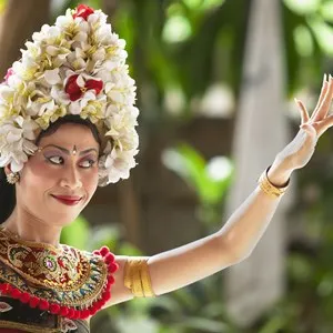 Close up of Bali dancer performing outdoor