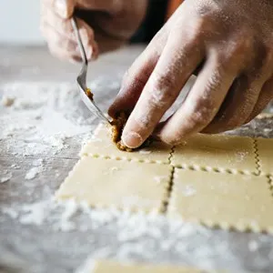 Man making ravioli, Italian cuisine and gluten-free