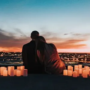 couple sitting in front of the view over San Jose, Costa Rica