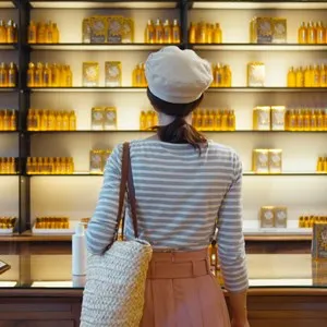 Young girl in a beauty store