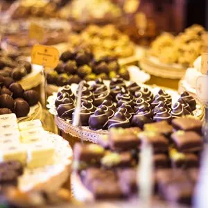 Chocolates displayed in store