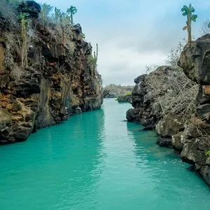 Beautiful landmark Las Grietas is a geological canyon formation in Galapagos Islands at Santa Cruz, Puerto Ayora