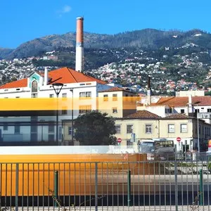 bus driving through Funchal, blurred