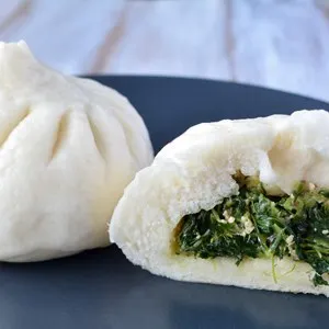 Chinese food specialty, dumpling with vegetarian filling.