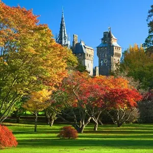 Bute Park with Cardiff Castle in the background