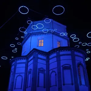 Monte dei Cappuccini lit up in blue at night