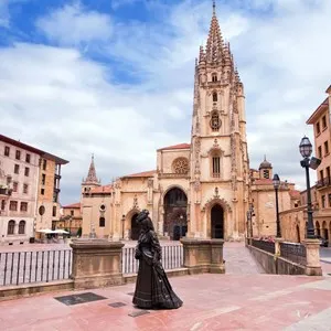 Oviedo Cathedral on Plaza Alfonso II el Casto in Asturias. Spain.