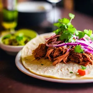 tacos cochinita pibil with cilantro