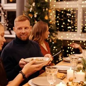 people sharing a festive dinner
