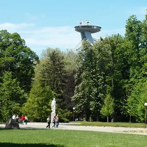 the UFO building above Janko Kráľ Park