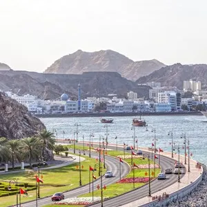 Corniche and the old town of Muttrah. Muscat, Sultanate of Oman