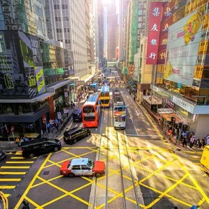 Busy intersection in Central Hong Kong