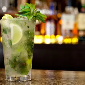 Mojito cocktail on the background of a bar