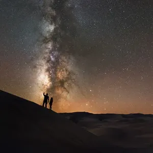 Stargazers looking at the Milky Way Galaxy.