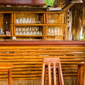 Bar stand made of bamboo in cafe