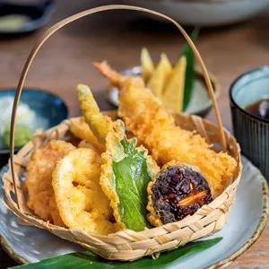 Mix vegetale deep fried with shrimp, vegetable and shrimp tempura a traditional japanese food.