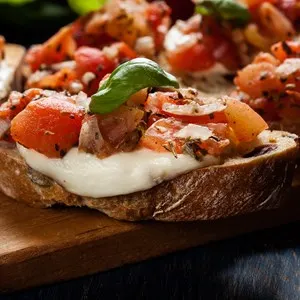 Bruschetta with mozzarella and tomatoes