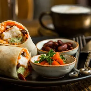 Trio of Tex Mex Fajita Wraps Wrapped in Grilled Flour Tortillas.