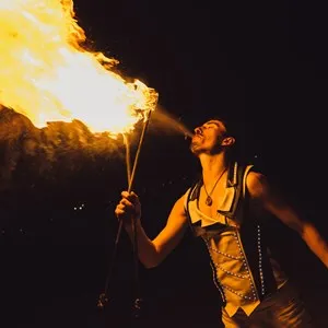 fire eater show at night