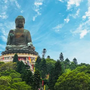 The enormous Tian Tan Buddha at Po Lin Monastery in Hong Kong.