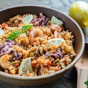 Seafood paella