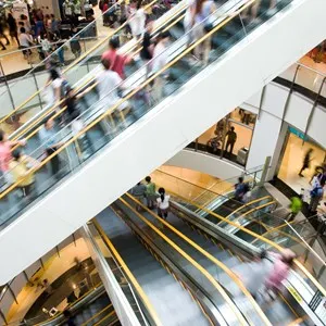 Escalators in shopping mall