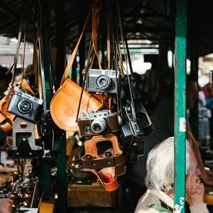 cameras at a street vendor's stall