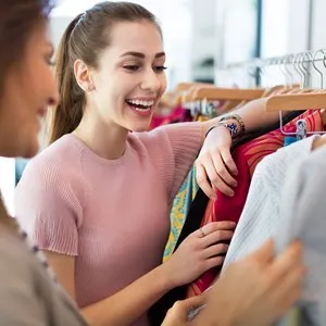 Two women shopping in a boutique