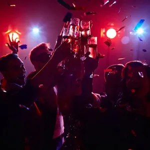 Crowd dancing at a night club