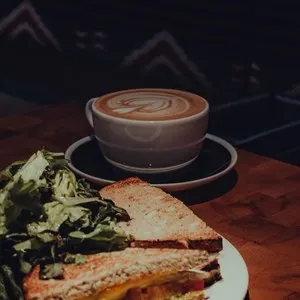 Coffee with a sandwich - cafe in Asturias, Spain