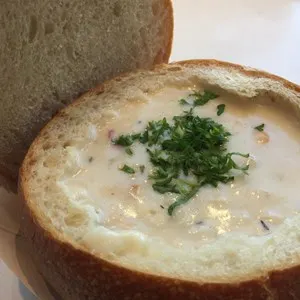 Clam chowder in bread bowl - San Francisco, California