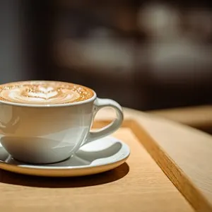 Side view of hot latte coffee