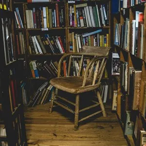 old chair in an independent bookstore