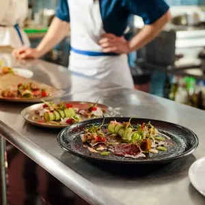 Assortment of exquisite dishes on kitchen table