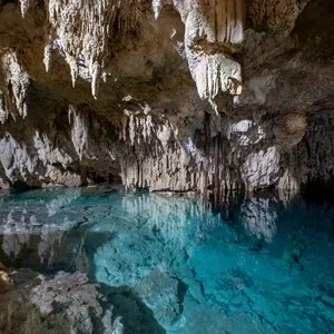 Mexico, Cenote with crystal clear water, Yucatan Penisula