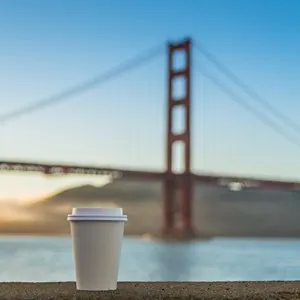 A cup of coffee by the Golden Gate Bridge - San Francisco, California
