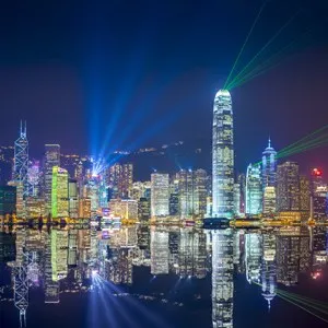 Hong Kong skyline at Victoria Harbor.