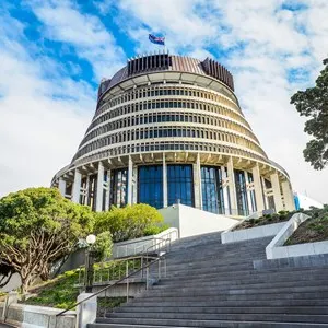 View of the Beehive building in Wellington