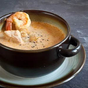 Icelandic fish soup with salmon and prawns