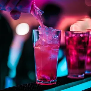 Bar and cocktails in neon colours