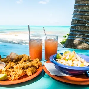 Conch fritters and conch salad with punch.