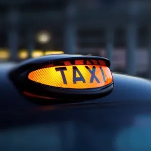 Dome lamp of classic black cab in Britain
