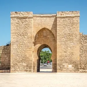 View at the Toledo gate in the streets of Ciudad Real in Spain